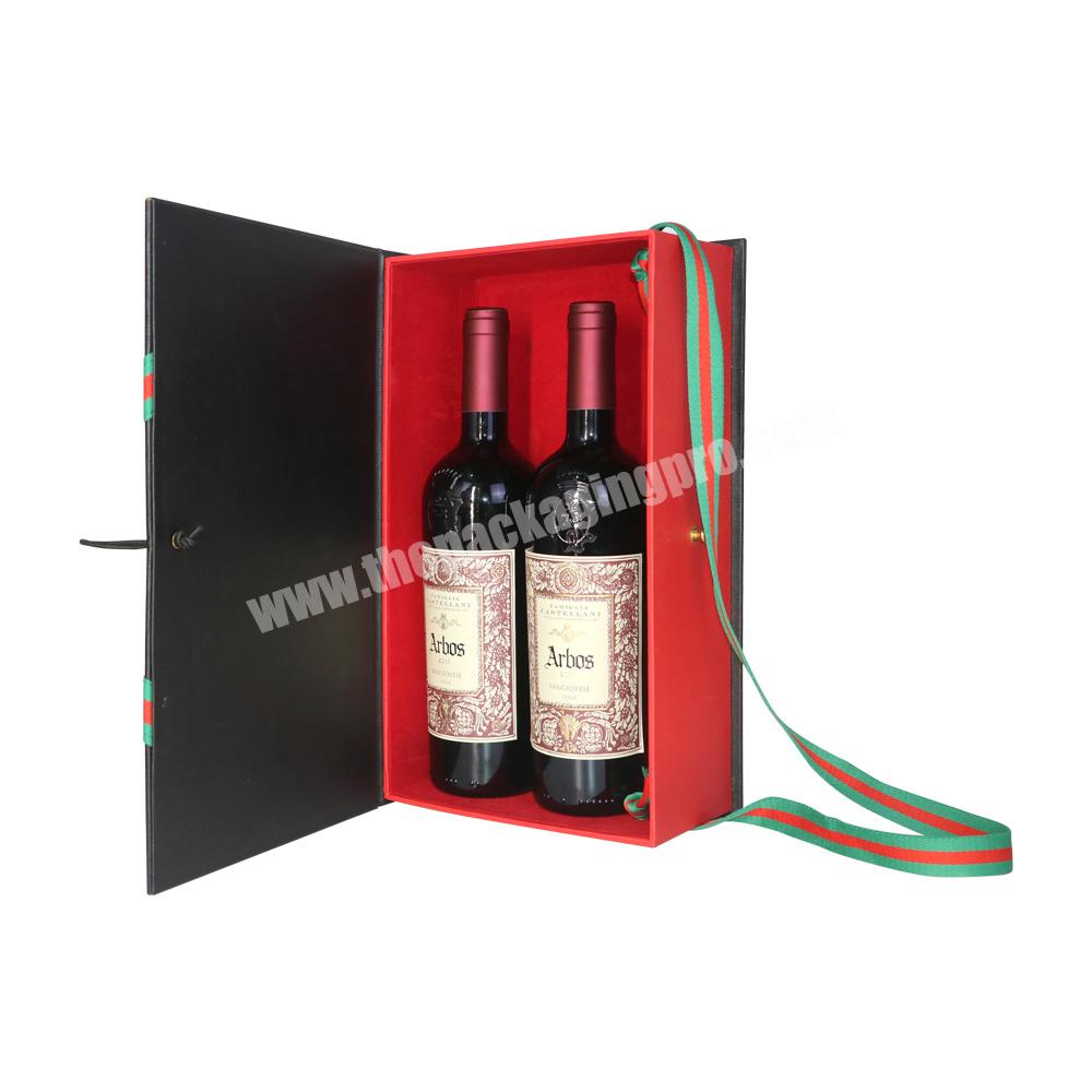 custom red wine leather box wine gift set box packing wine gift box for 2 bottles