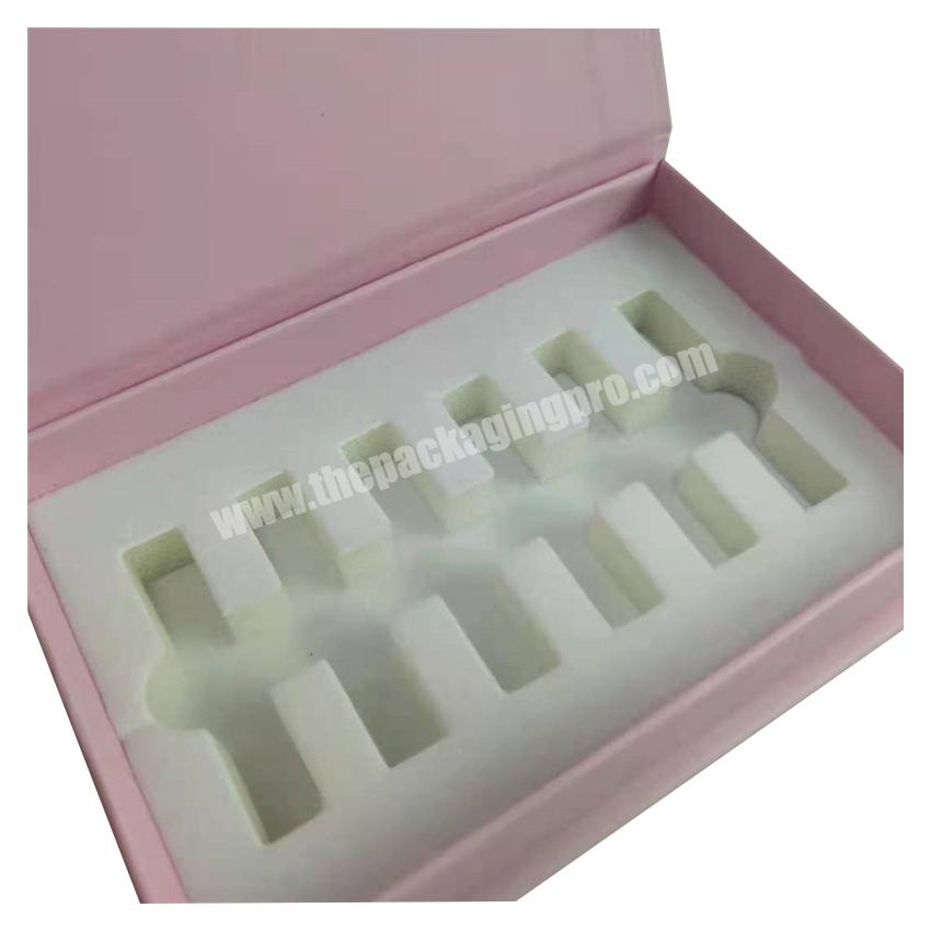 custom size & logo rigid cardboard box pink perfume gift box custom foam insert for dropper bottle