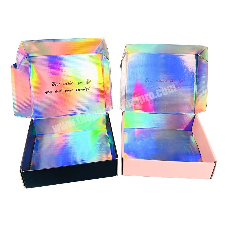 custom size plain pinkblack corrugated carton jewelry mailer holographic shipping box with logo printing