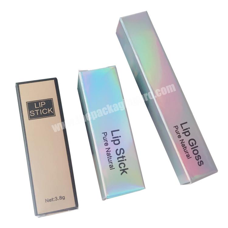 custom small product coated holographic paper lipstick gift cosmetic cardboard lip gloss boxes packaging
