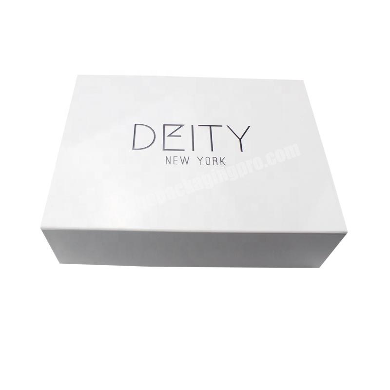 custom white magnetic folding paper luxury made box with ribbon packaging box custom logo