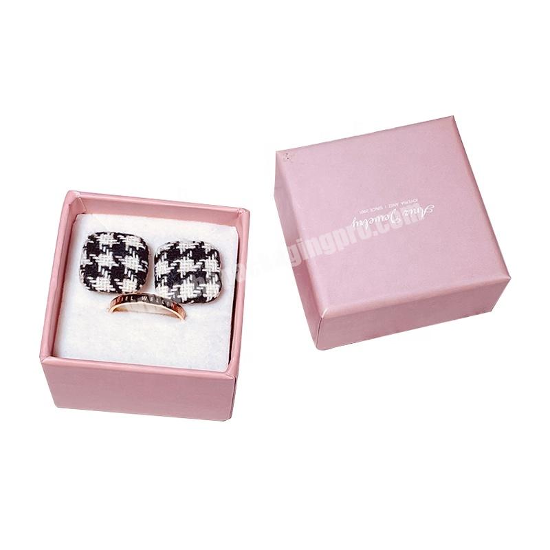 customized Luxury pink Small cardboard Paperboard paper Ring Earrings Necklace Jewelry Gift Packaging Box with Logo