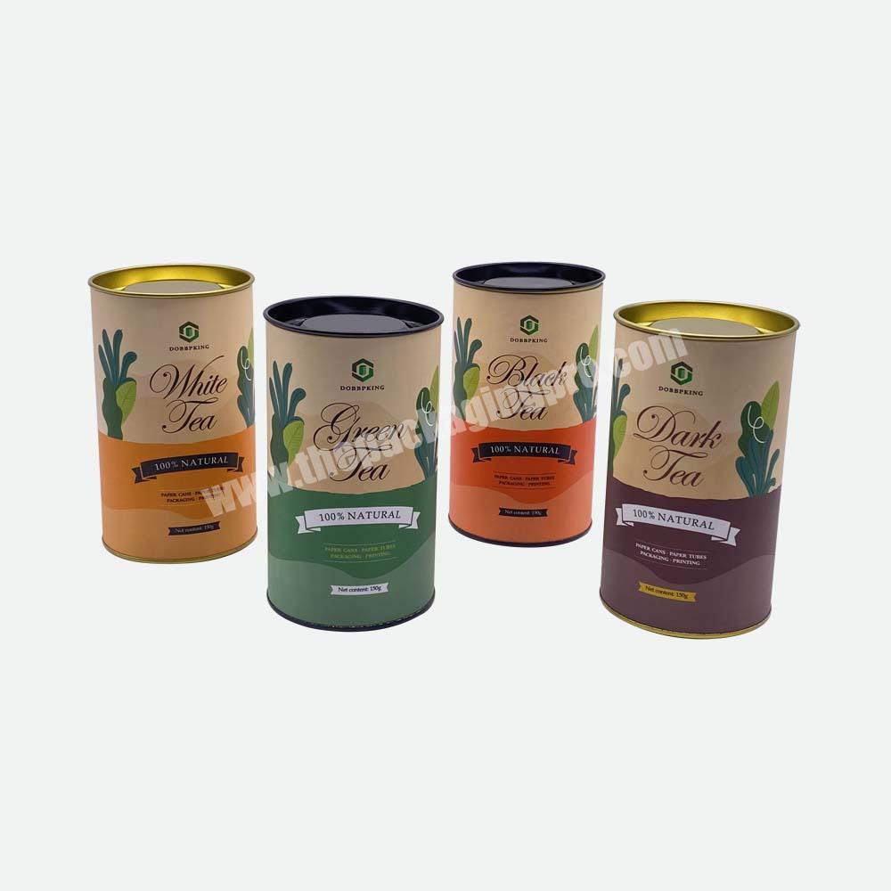 factory direct sale professional design super food packing paper tube container tea tin round box with iron covering