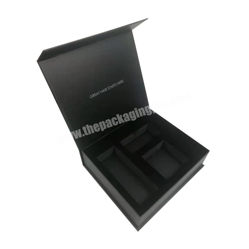 fashion luxury hair brush black gift box set custom cosmetic packing boxes for gift sets with EVA foam