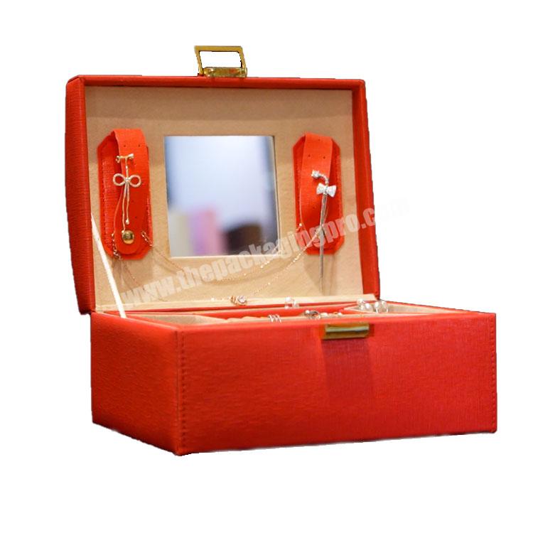 gift box Factory Price Red Jewellery Storage Box Double Layer Gift Boxes Vintage Mirror Gift Organizer