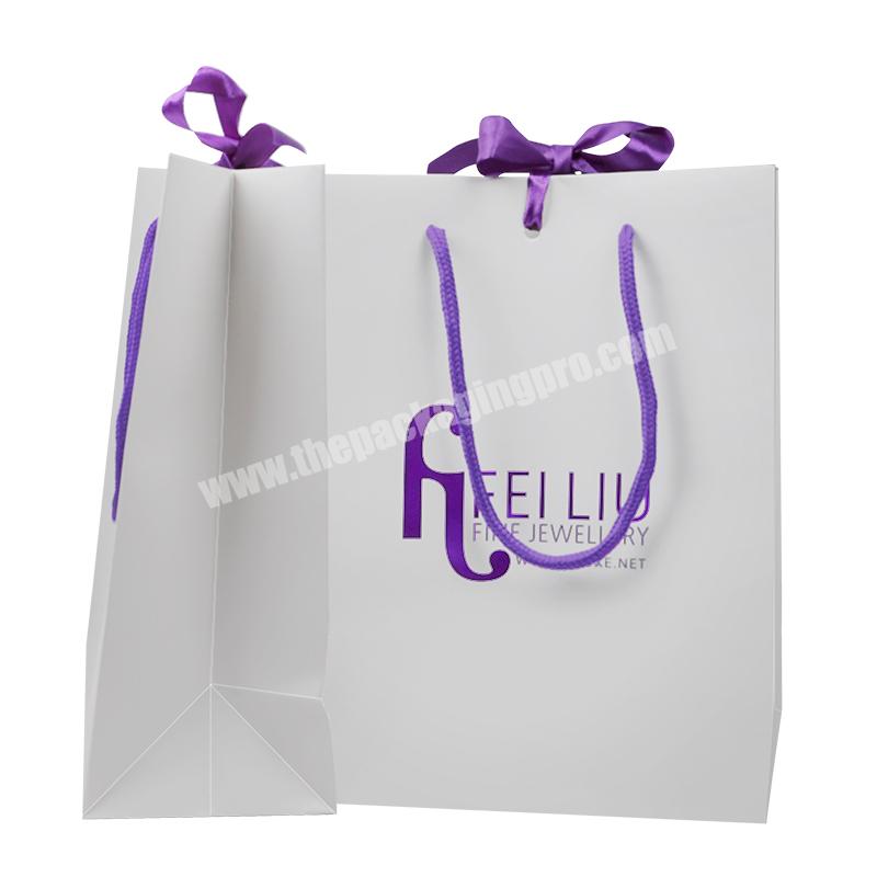 hot sale custom logo gold foil jewelry bracelet packaging gift paper bag with rope handle