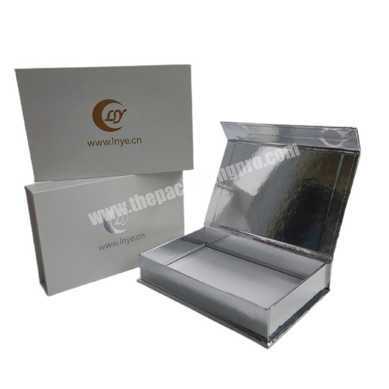 ivory white silver pearl paper stock custom boxes with logo packaging print magnetic gift box