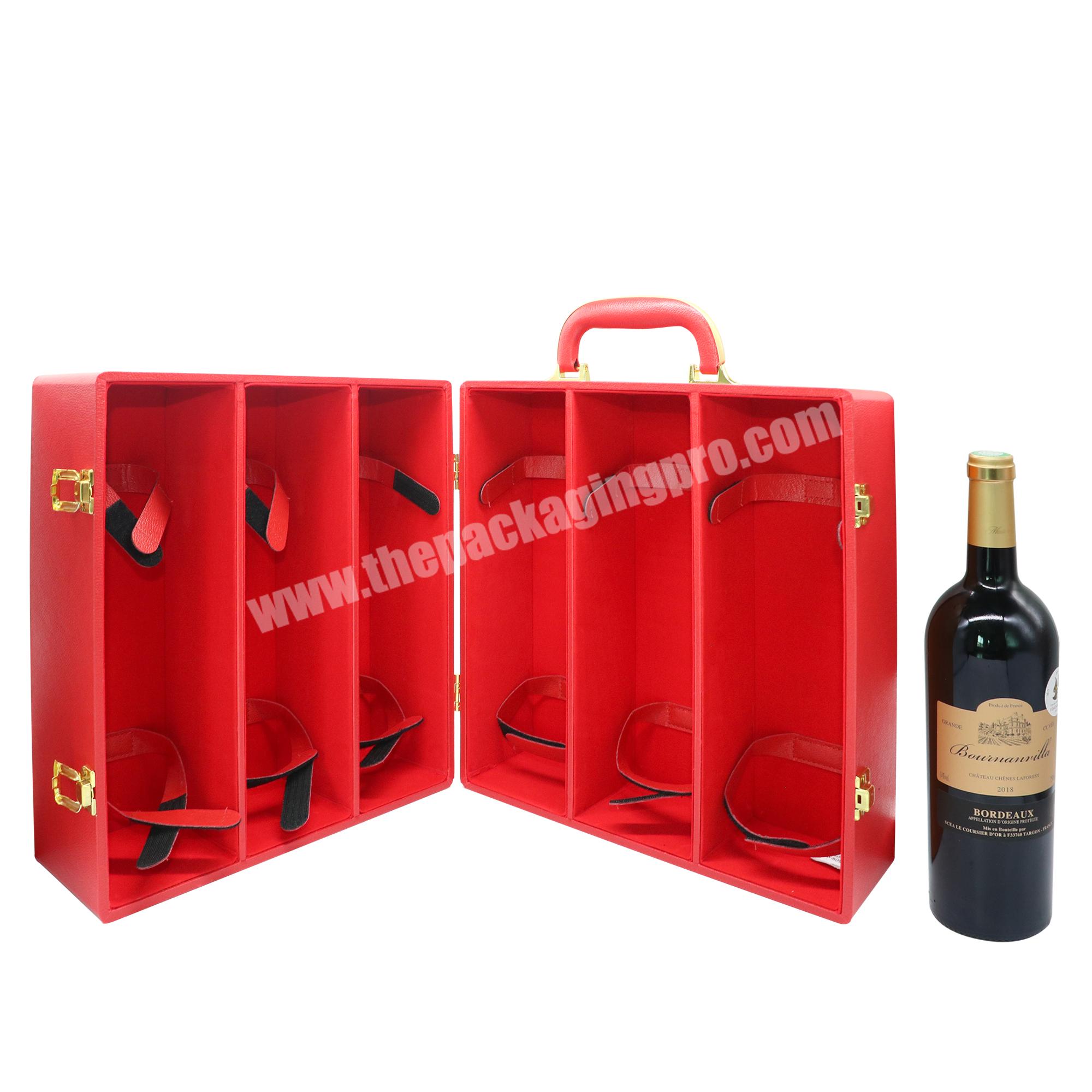 leather wine box 6 bottles custom cheap wine gift box wine bottle packaging box