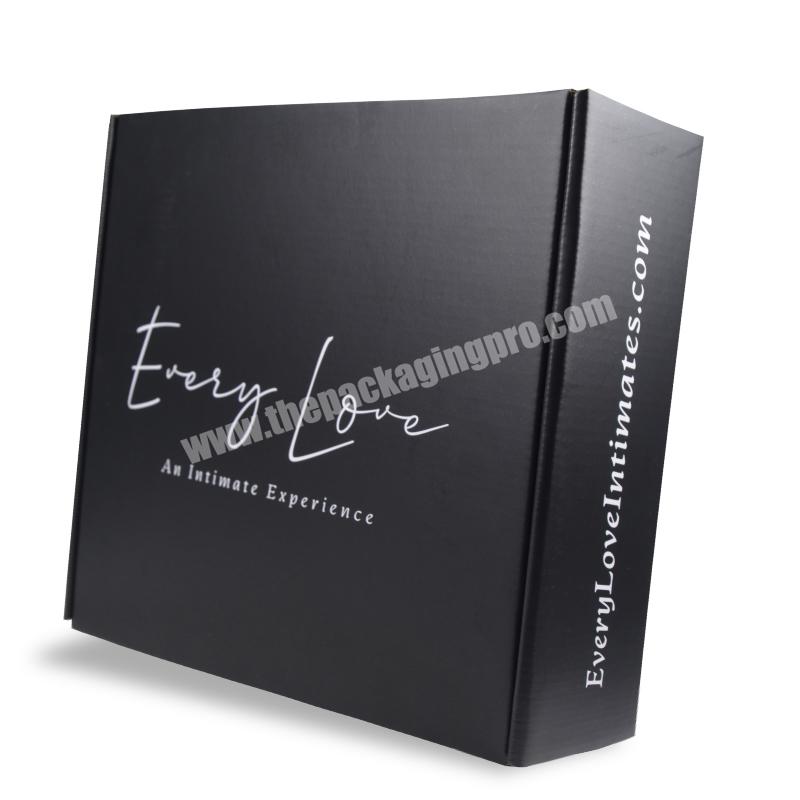 luxury and simple custom logo printed  cosmetic craft black corrugated paper shipping packaging box