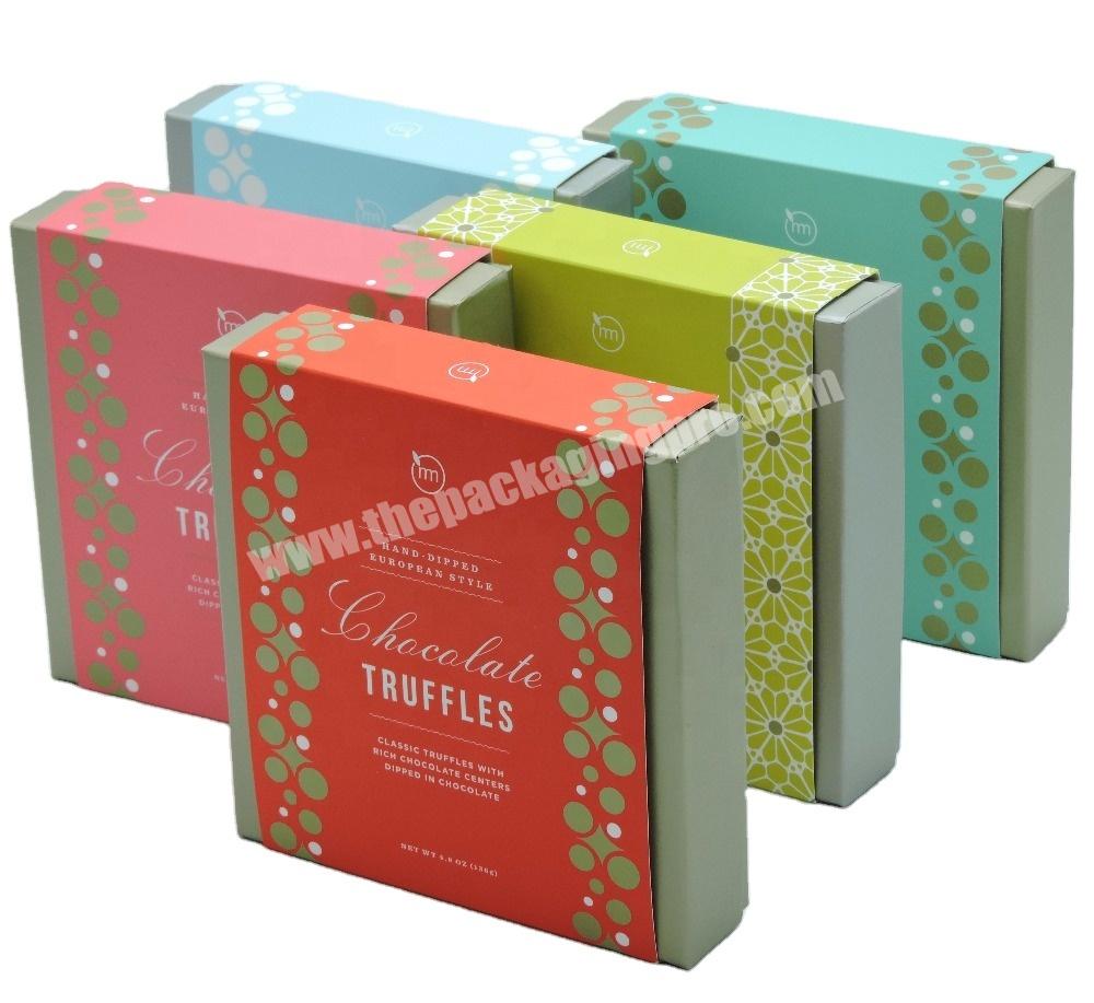 luxury empty chocolate truffle bonbon paper gift box with PVC blister tray fancy sweet box custom pink chocolate packaging boxes