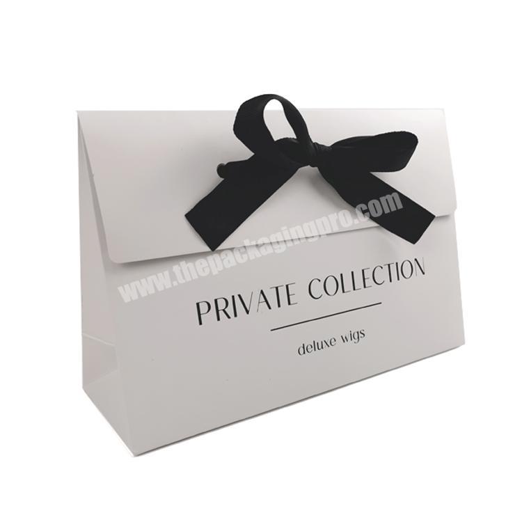 luxury gift paper bags white paper bag with ribbon wholesale cardboard packaging bag