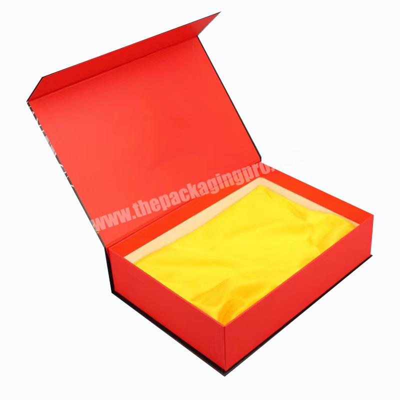 manufacture luxurious high-end red magnetic box gift set packing paper hard cardboard