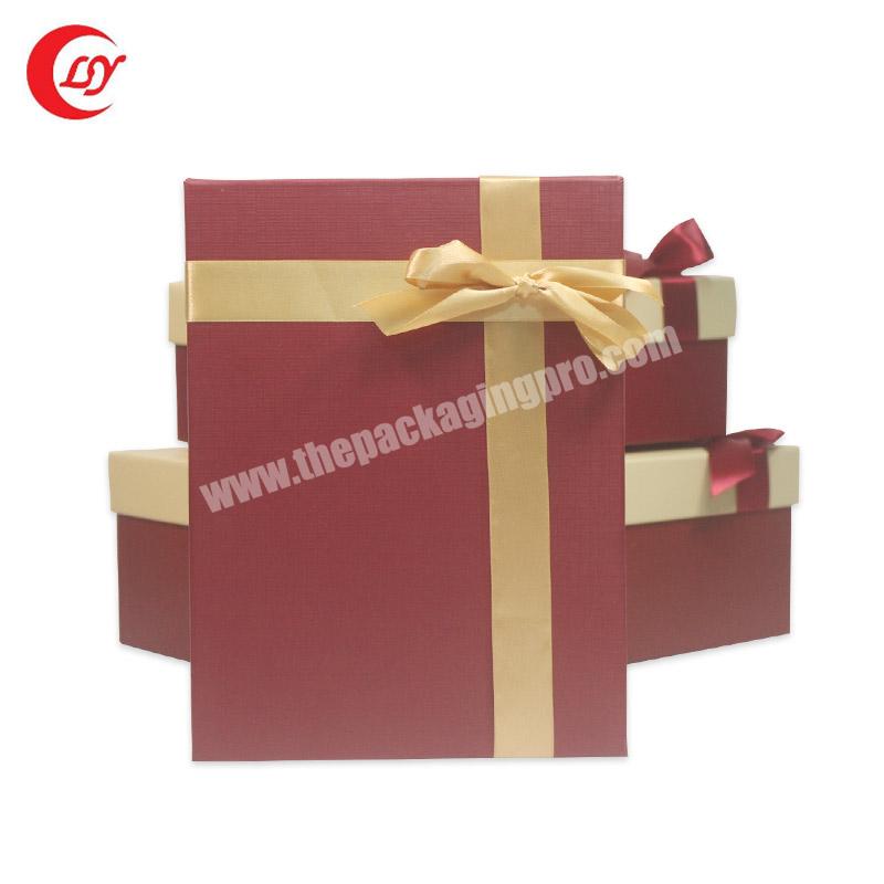 red and cream paper gift box with ribbon for valentine luxury gift set boxes packaging clothes