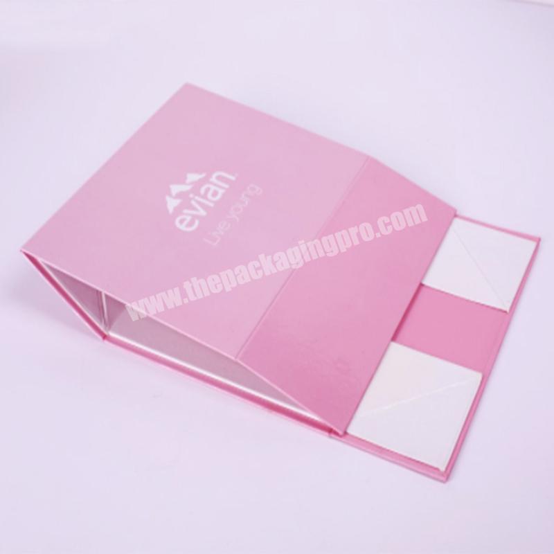rigid rose gold pink white luxury logo closure gift fold packing magnet box ribbon with magnetic lid closure ribbon