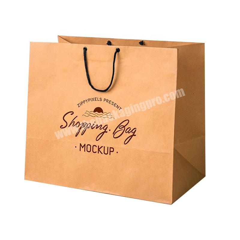 top-ranking product wholesale custom logo eco friendly brown red Clothing take-away kraft shopping paper bag with handles