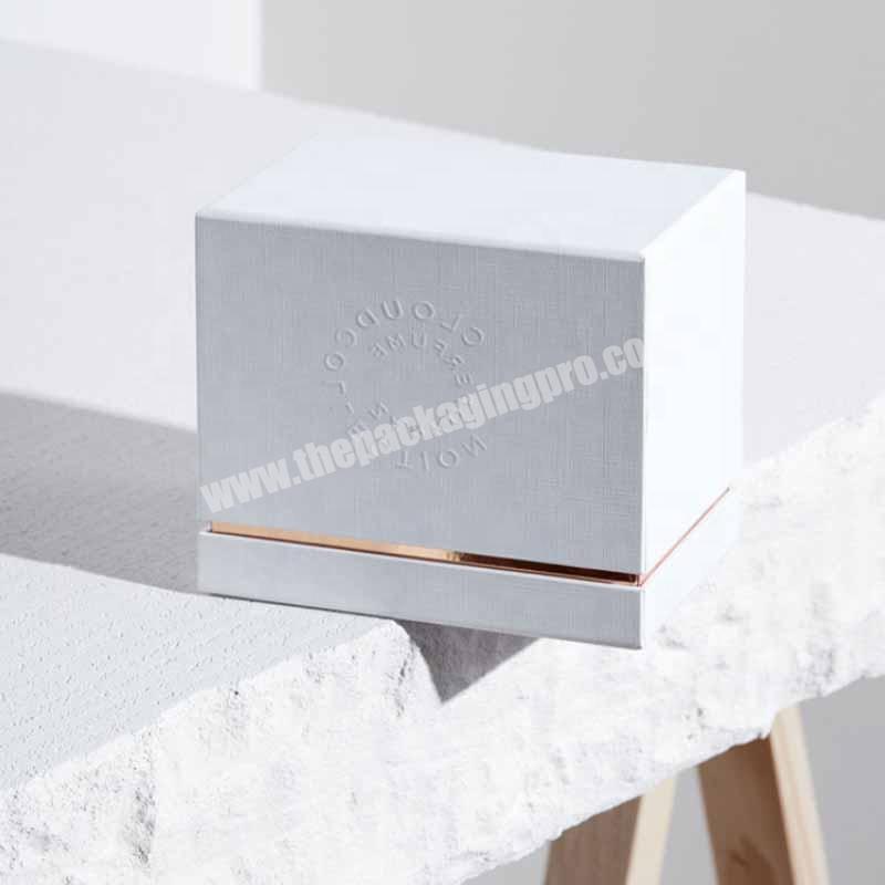 wholesale Luxury Empty Rigid candle jars set packaging corrugated gift boxes with logo for White Cardboard Custom candles box