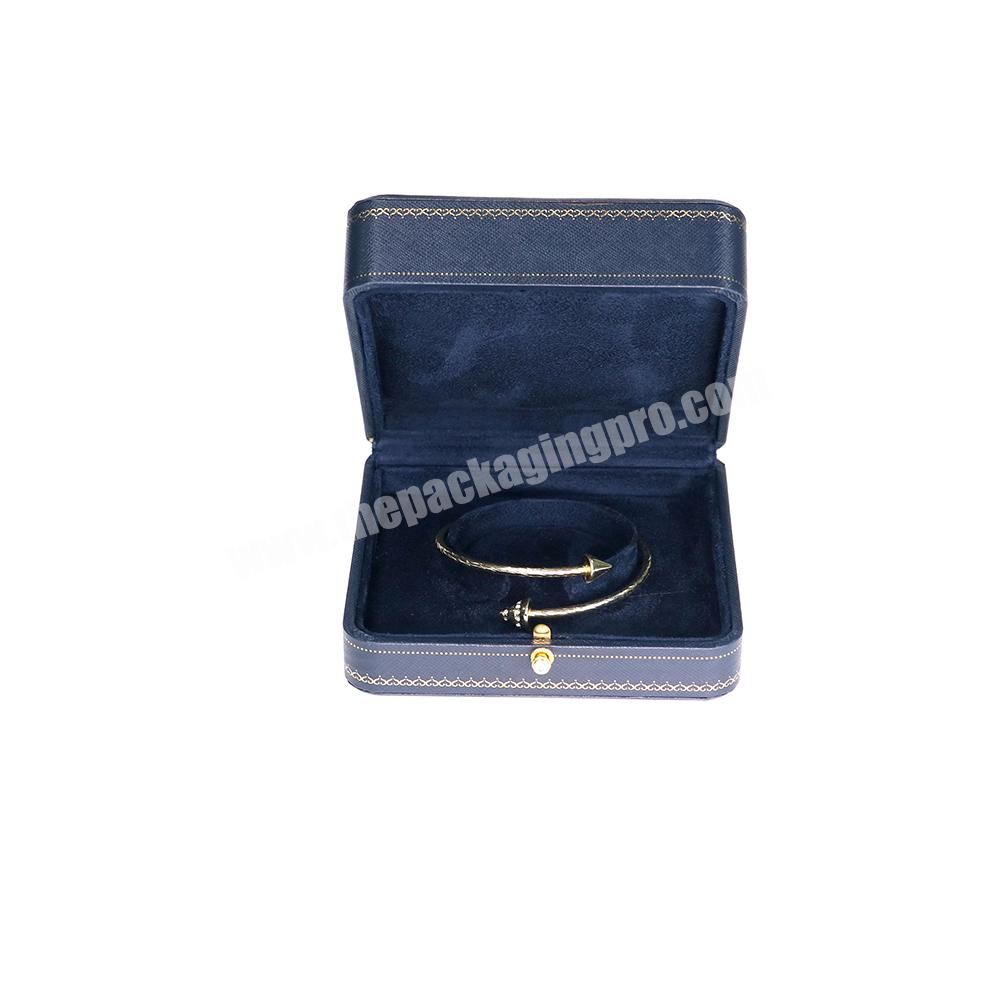 wholesale blue pu leather jewelry packaging box ring necklace bracelet set for gift