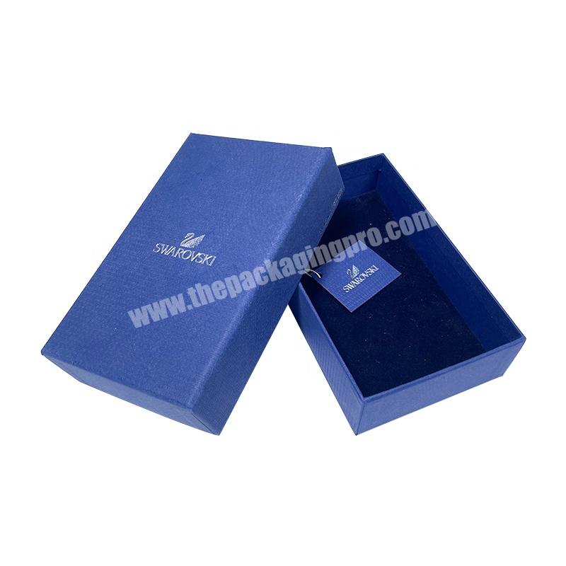 wholesale customize logo Paper jewelry gift boxes packaging custom blue necklace jewellery packing box with Black Foam