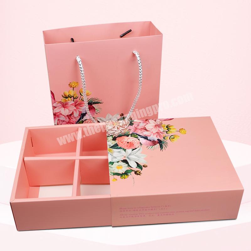 wholesale luxury pink cardboard wedding gift paper bags with handle gold ribbon