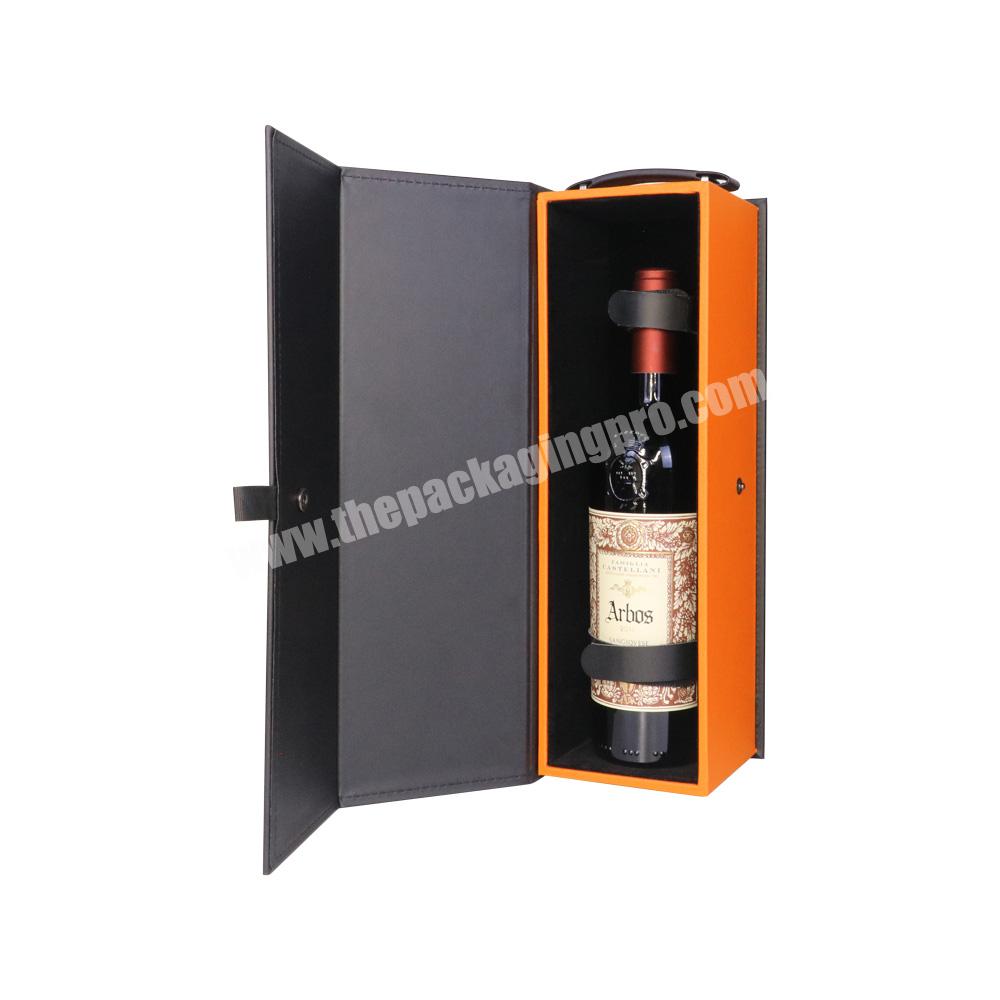 wholesale portable box wine leather black decorative wine box custom wine box