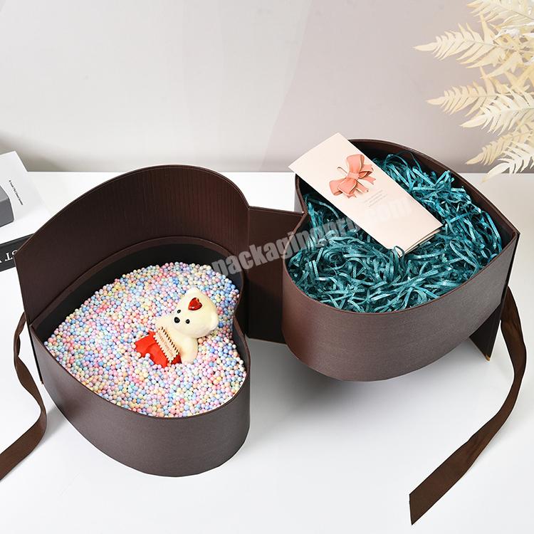 wholesale roses bouquet paper valentines gift boxes packaging double layer heart shaped flower box for flowers