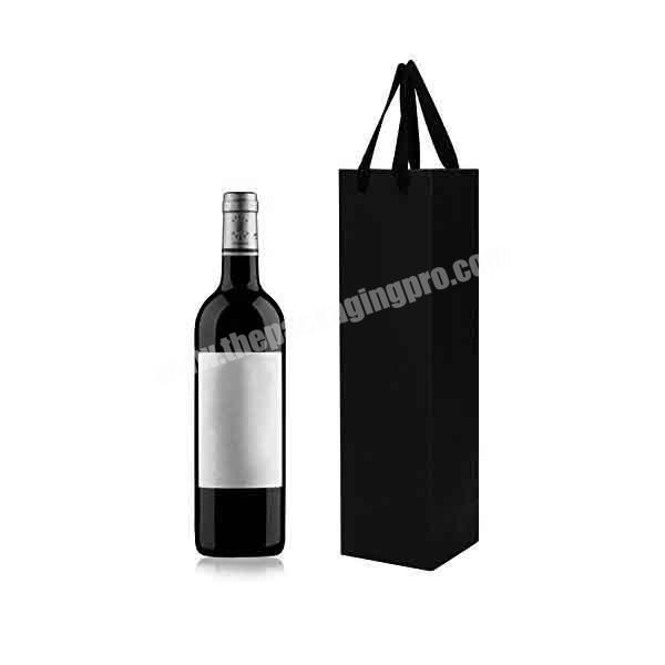 wholesales custom logo printed cheap recycled shopping wine bottle paper bags with twisted handle kraft bag