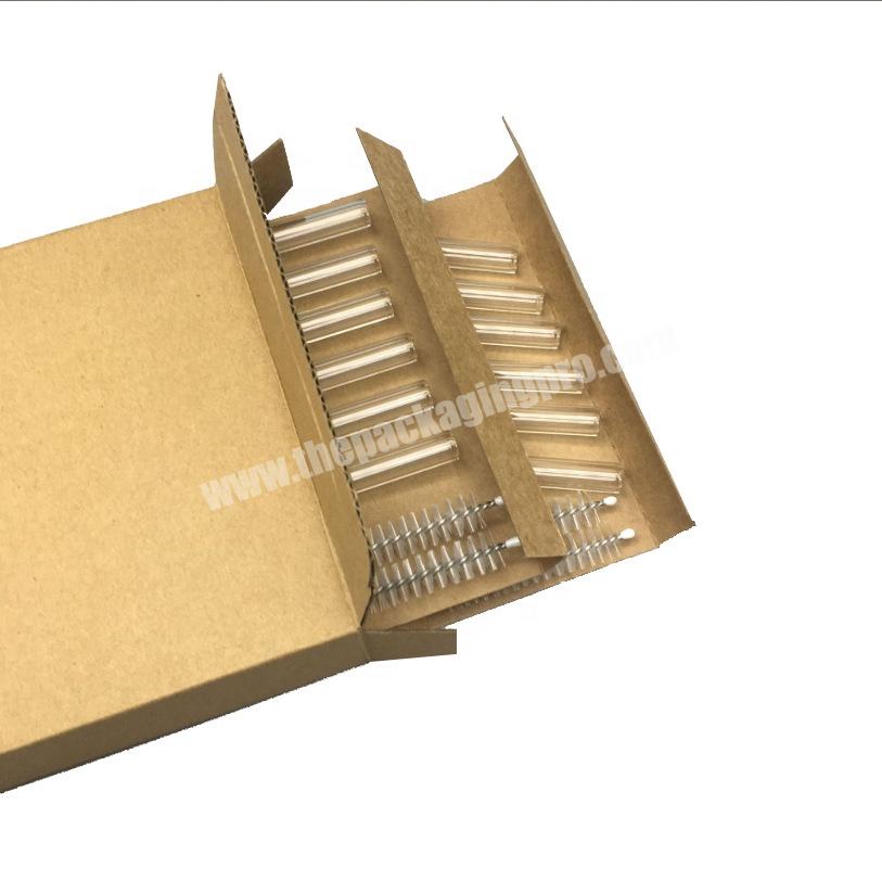 10MM Borosilicat Glass Straw Protective Packaging Box 12Pcs Set Drinking Straw Corrugated Rigid Paper Box