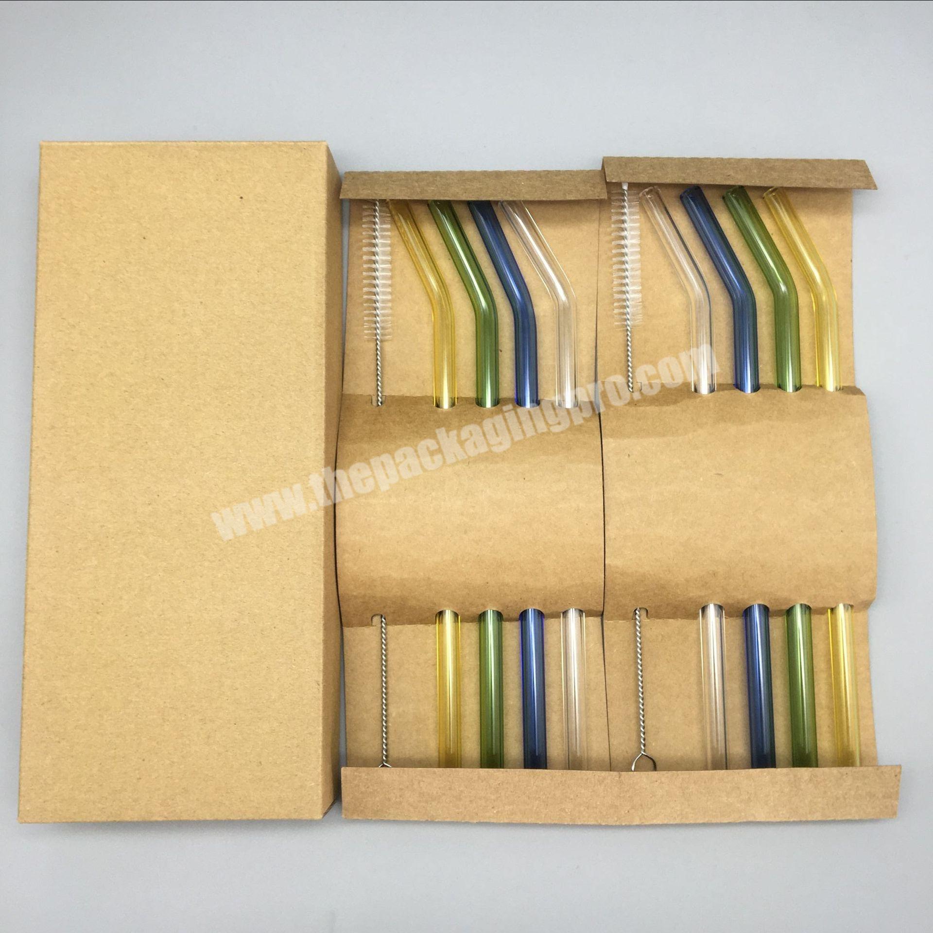 10MM Borosilicat Glass Straw Protective Packaging Box 12Pcs Set Drinking  Straw Corrugated Rigid Paper Box