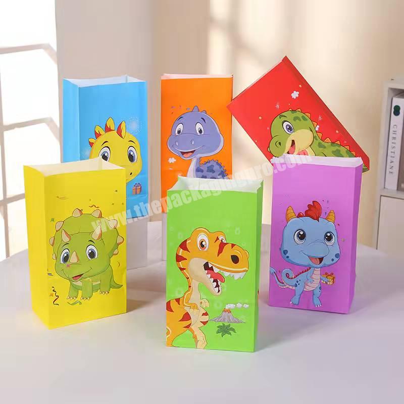24pc Pack Baby Shower Birthday Party Favor Dinosaur Candy Treat Paper Bag For Kids