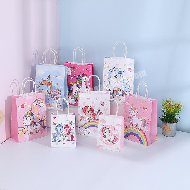 Animal Theme Kids Birthday Party Thank You Unicorn Paper Bags With Twisted Handles