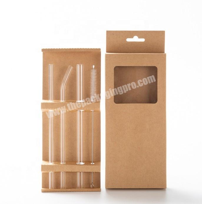 Bespoke Drinking Straw Kraft Paper Boxes Custom Long Glass Tube Packaging With Insert