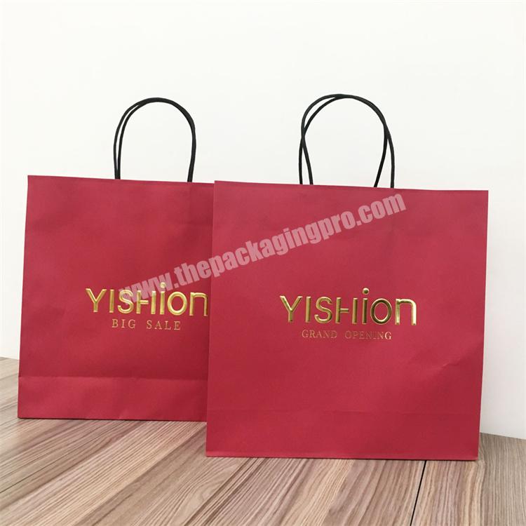 Best Price Custom Embossing Gold Foil Logo Tote Gift Clothing Packaging Shopping Kraft Paper Bag