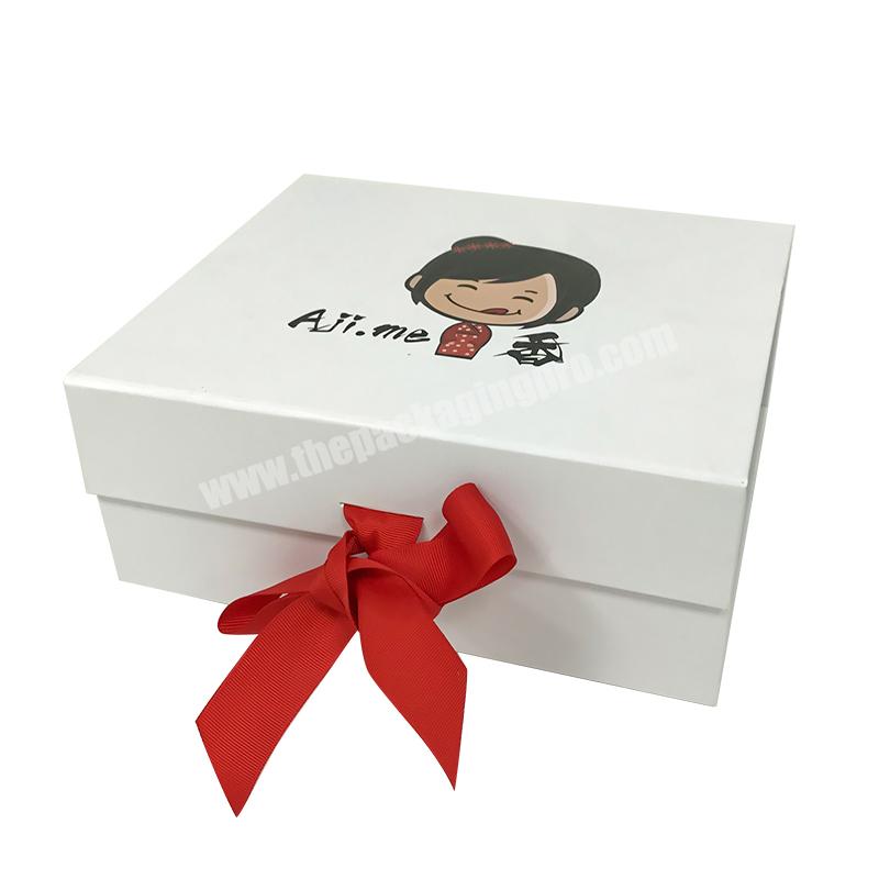 Big Shape Flower Snack Custom Chocolate Strawberry Ribbon Book Folding Gift White Packaging Box
