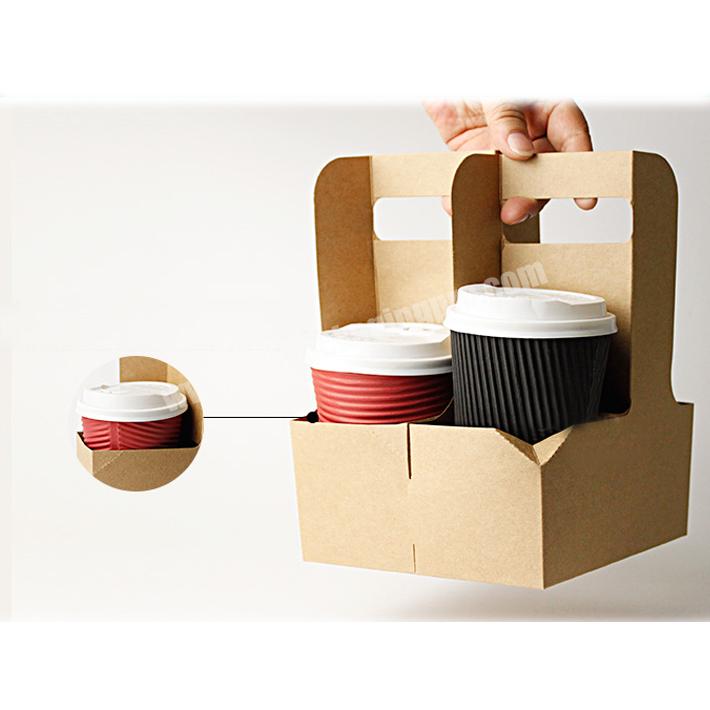 Biodegradable paper coffee cup carrier take away paper cup holder with handle