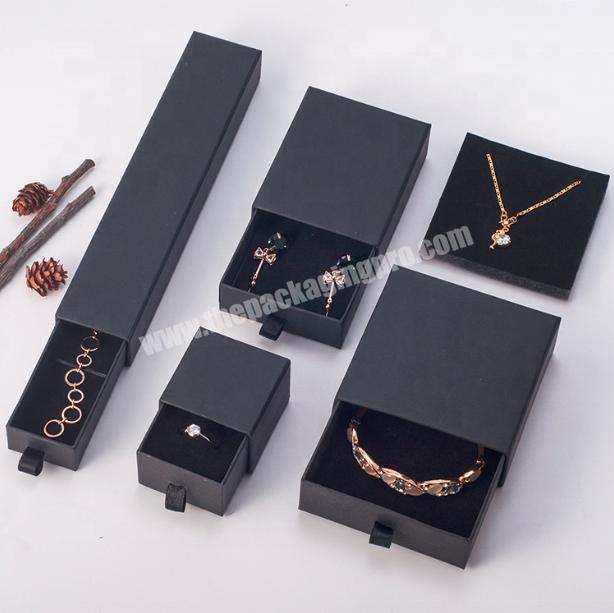 Black High Quality Drawer Jewelry Box Ring  Earring Bracelet Gift Paper Box