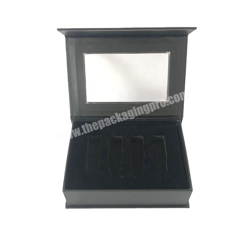 Black Magnet Gift Boxes With Magnetic Lid Custom Cardboard Magnetic Box Packing Nail Polish Oil