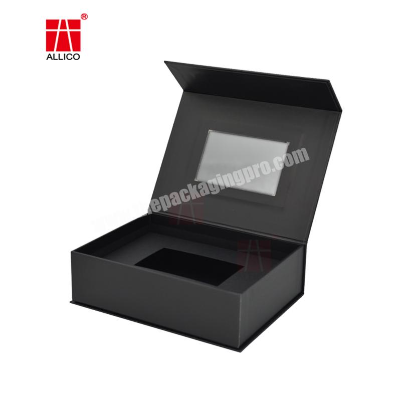 Black Pvc Window Cardboard Paper Magnetic Display Gift Box Mobile Electronics Product Packaging Custom Boxes