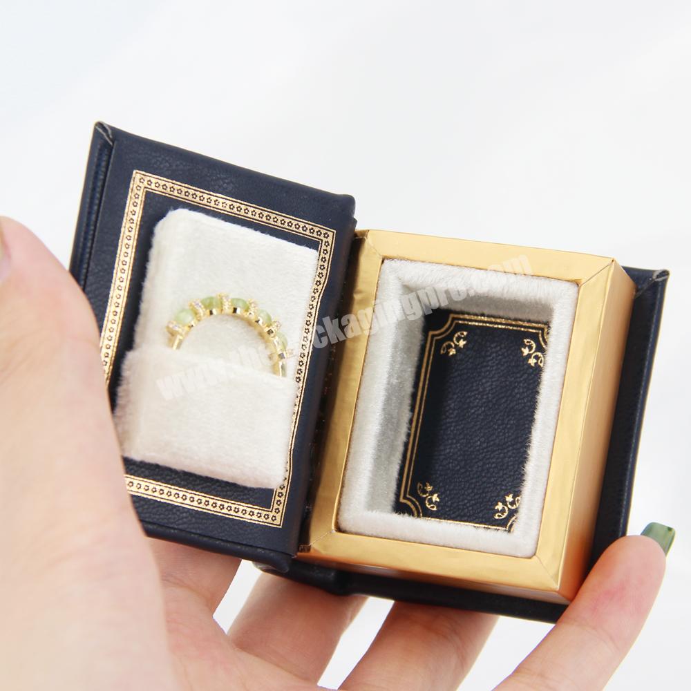 Book shape fashion designed jewelry decorative pill boxes jewelry box packaging with black interior leather earring jewelry box