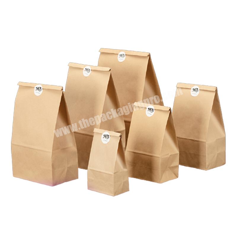 Brown Kraft Food Packing Paper Bag Square Bottom Kraft Paper Bag