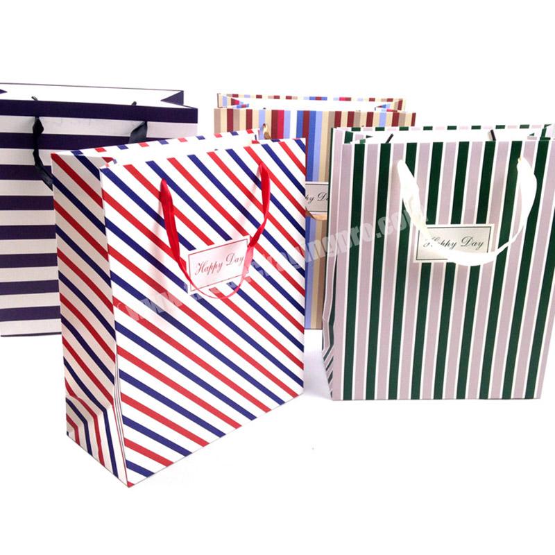 Cheap Portable Yellow Striped Target Paper Gift Shopping Bags For Stores Retail