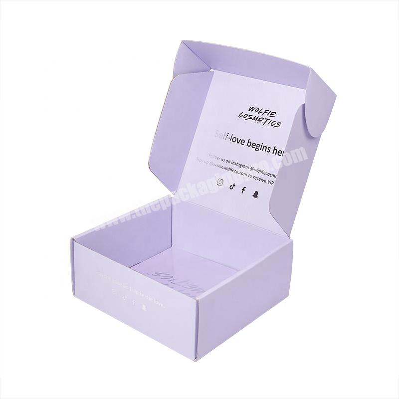 China Supplier Fully Printing Purple Color Paper Corrugated Packaging Shipping Cardboard Box Sliver Foil Logo