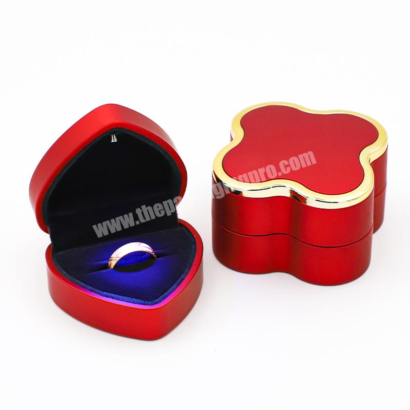 Christmas Present Engagement Wedding Proposal Birthday Heart Shaped Led light Ring Gift Box velvet jewelry gift boxes