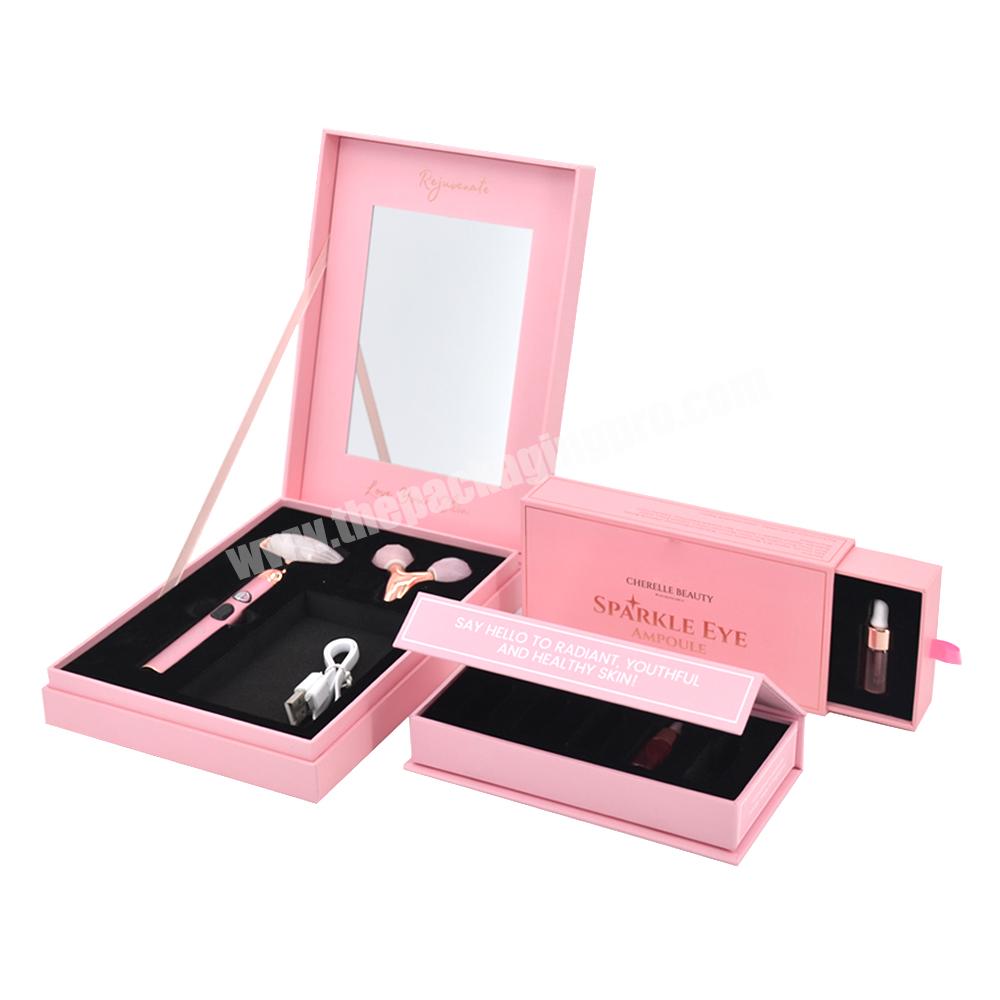 Classic cosmetic box gift packaging perfume closure magnetic package box logo custom cosmetics cardboard with mirror perfume box