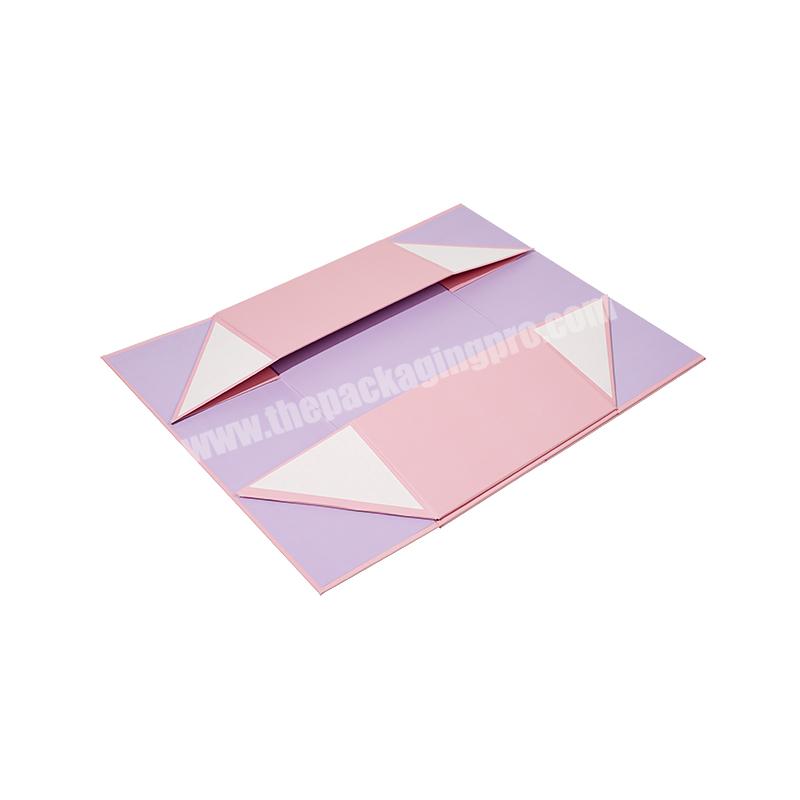 Cloth Box Custom Paper Luxury Purple Pink Hair Shoe Folding Wigs Foldable Magnetic Packaging Gift Box with Foil Stamping LOGO