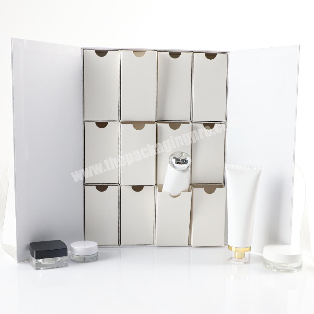 Competitive price empty christmas makeup organizer advent calendar cosmetic gift set storage packaging paper box for cosmetic