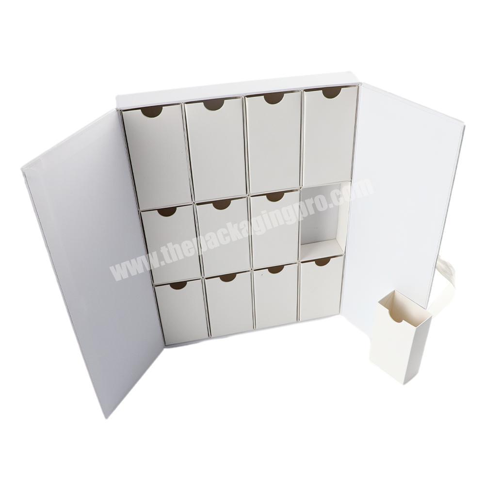 Cosmetic Paper Beauty White Advent Calendar Box Card Board Packaging Empty Advent Christmas Calendars Packaging Box