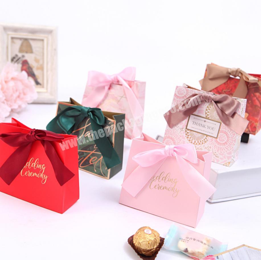 Creative Small Mini Pink Wedding Candy Packaging Bag Sweet Birthday Party Sugar Gift Box With Ribbon