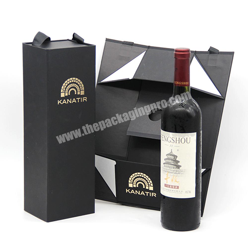 Creative custom eco friendly luxury paper cardboard beer red wine gift box set single wine bottle packaging foldable wine box