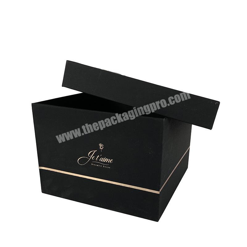 Custom Black Gift Floral Flower Bouquets Luxury Paperboard Packaging square flower Boxes For Roses