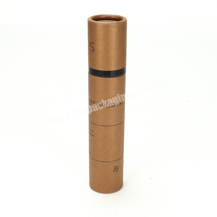 Custom Brown Round Tube Packaging Cylinder Paper Box for Cosmetic Brush Kit
